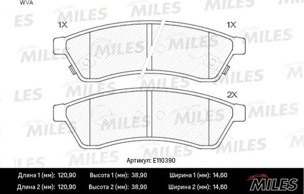 Miles E110390 - Гальмівні колодки, дискові гальма autocars.com.ua