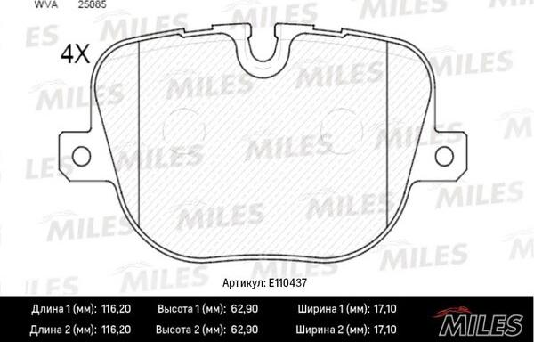 Miles E110437 - Гальмівні колодки, дискові гальма autocars.com.ua