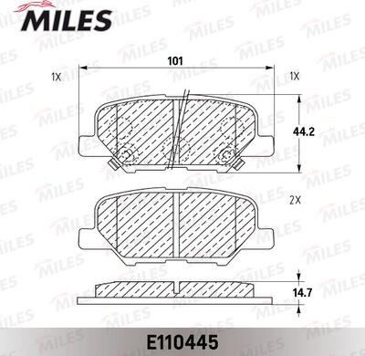 Miles E110445 - Тормозные колодки, дисковые, комплект avtokuzovplus.com.ua