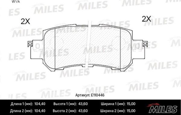 Miles E110446 - Тормозные колодки, дисковые, комплект avtokuzovplus.com.ua