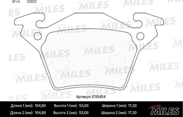 Miles E110454 - Гальмівні колодки, дискові гальма autocars.com.ua