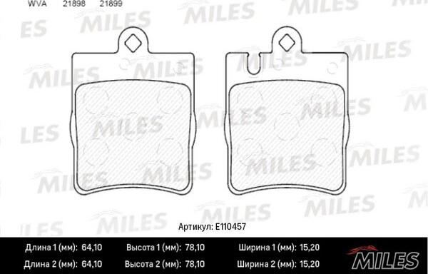 Miles E110457 - Гальмівні колодки, дискові гальма autocars.com.ua