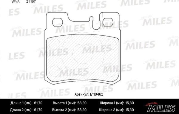 Miles E110462 - Гальмівні колодки, дискові гальма autocars.com.ua