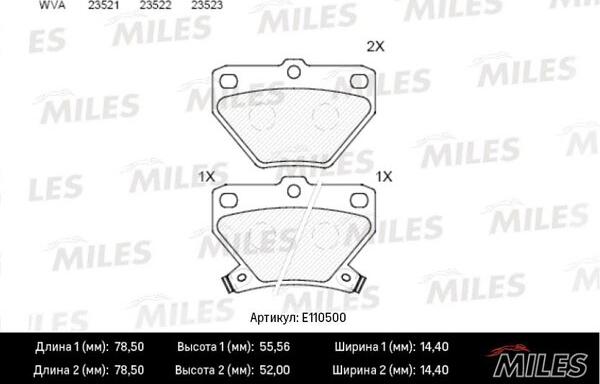 Miles E110500 - Тормозные колодки, дисковые, комплект avtokuzovplus.com.ua