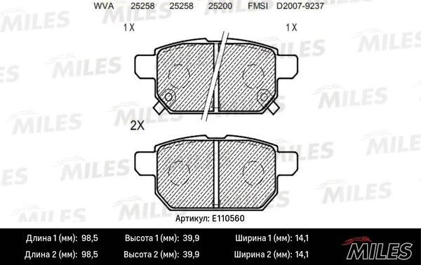 Miles E110560 - Гальмівні колодки, дискові гальма autocars.com.ua