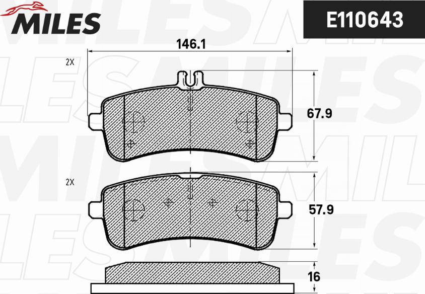 Miles E110643 - Гальмівні колодки, дискові гальма autocars.com.ua