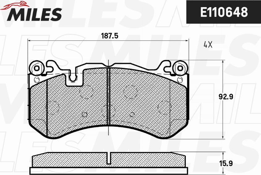 Miles E110648 - Тормозные колодки, дисковые, комплект avtokuzovplus.com.ua