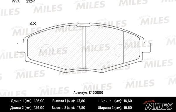 Miles E400006 - Колодки тормозные DAEWOO NEXIA-LANOS-MATIZ SOHC передние autodnr.net