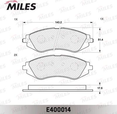 Miles E400014 - Гальмівні колодки, дискові гальма autocars.com.ua