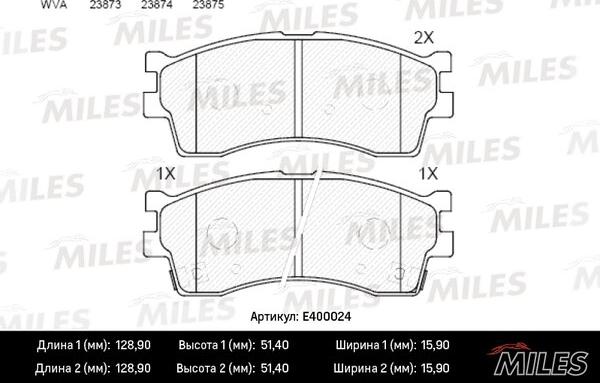 Miles E400024 - Гальмівні колодки, дискові гальма autocars.com.ua