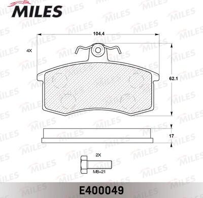 Miles E400049 - Гальмівні колодки, дискові гальма autocars.com.ua