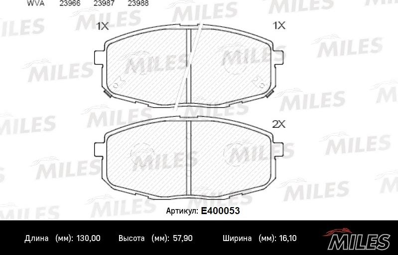 Miles E400053 - Тормозные колодки, дисковые, комплект avtokuzovplus.com.ua