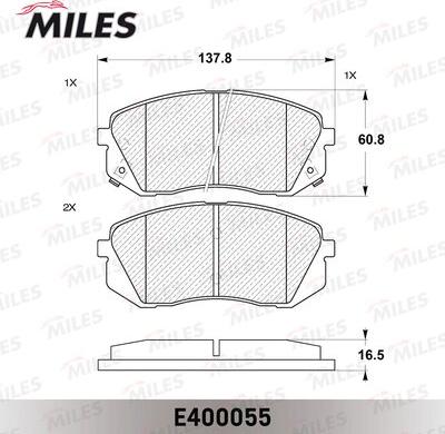 Miles E400055 - Колодки тормозные HYUNDAI ix35 10--KIA SPORTAGE 10--CARENS 02- передние autodnr.net