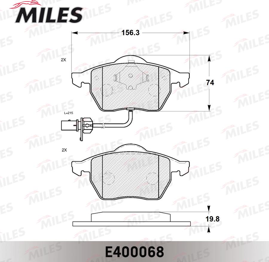 Miles E400068 - Гальмівні колодки, дискові гальма autocars.com.ua