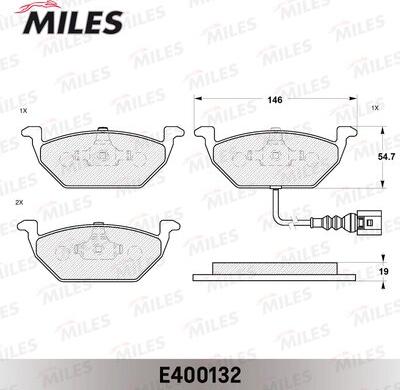 Miles E400132 - Тормозные колодки, дисковые, комплект autodnr.net