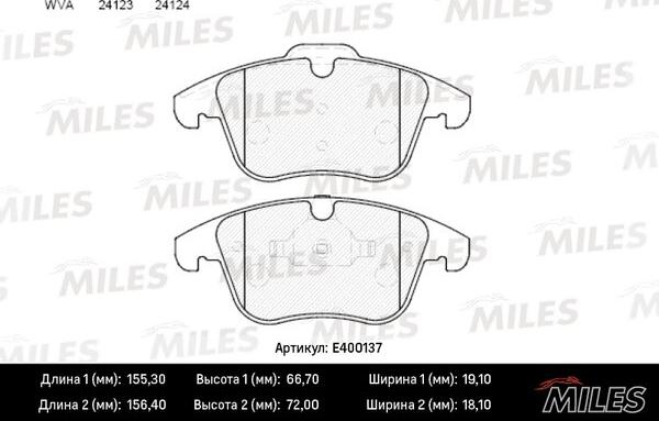 Miles E400137 - Гальмівні колодки, дискові гальма autocars.com.ua
