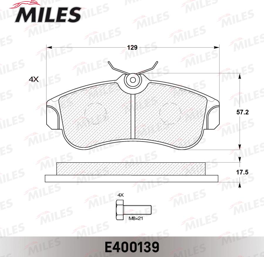 Miles E400139 - Гальмівні колодки, дискові гальма autocars.com.ua