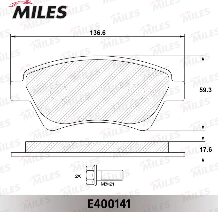 Miles E400141 - Гальмівні колодки, дискові гальма autocars.com.ua