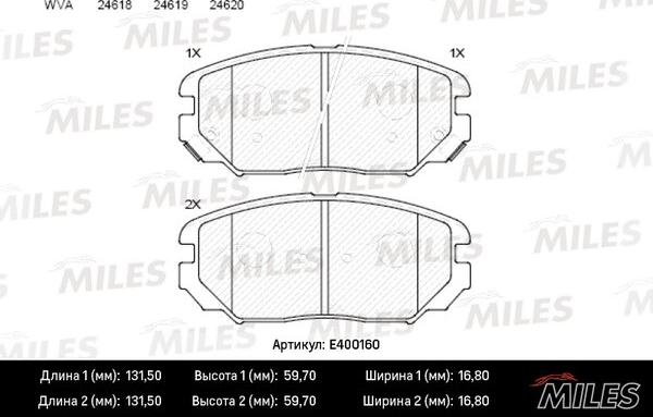 Miles E400160 - Колодки тормозные HYUNDAI SONATA VNF-KIA OPIRUS 05- передние autodnr.net