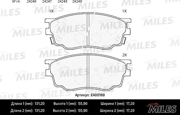 Miles E400189 - Гальмівні колодки, дискові гальма autocars.com.ua