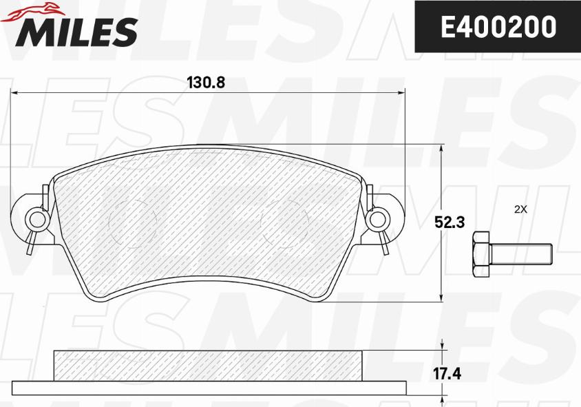 Miles E400200 - Тормозные колодки, дисковые, комплект avtokuzovplus.com.ua