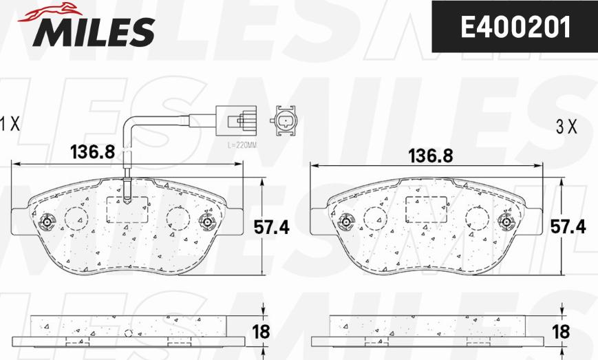 Miles E400201 - Гальмівні колодки, дискові гальма autocars.com.ua