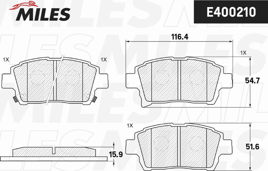 Miles E400210 - Гальмівні колодки, дискові гальма autocars.com.ua