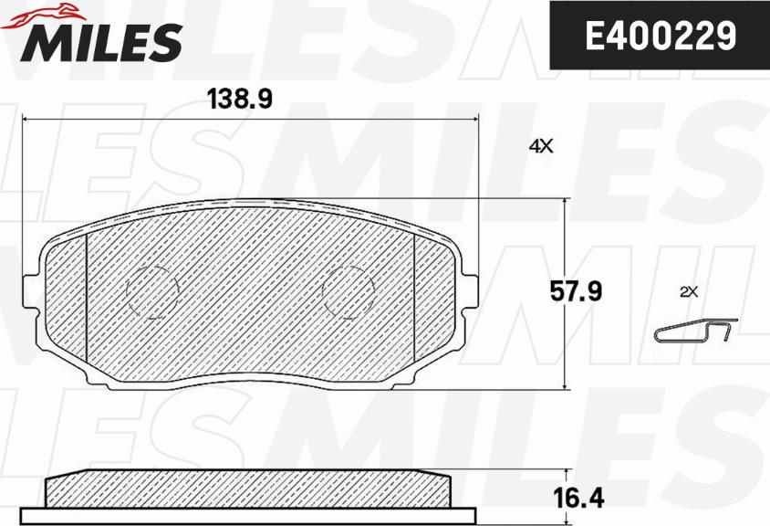 Miles E400229 - Гальмівні колодки, дискові гальма autocars.com.ua