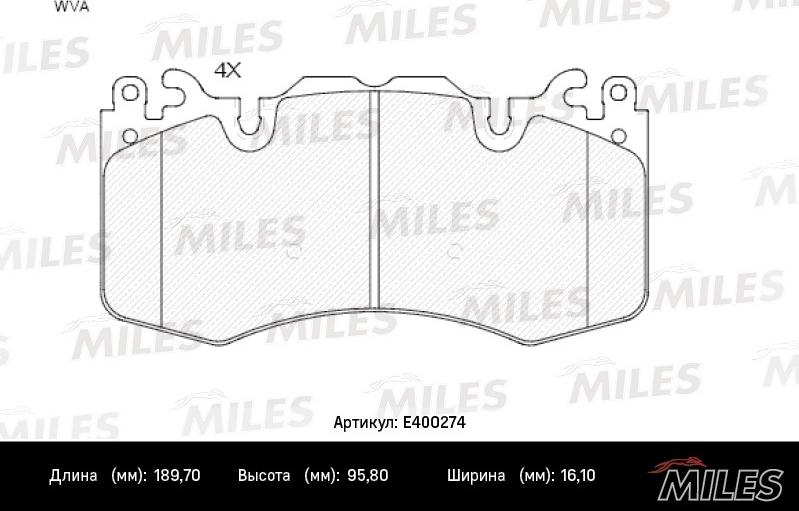 Miles E400274 - Тормозные колодки, дисковые, комплект avtokuzovplus.com.ua