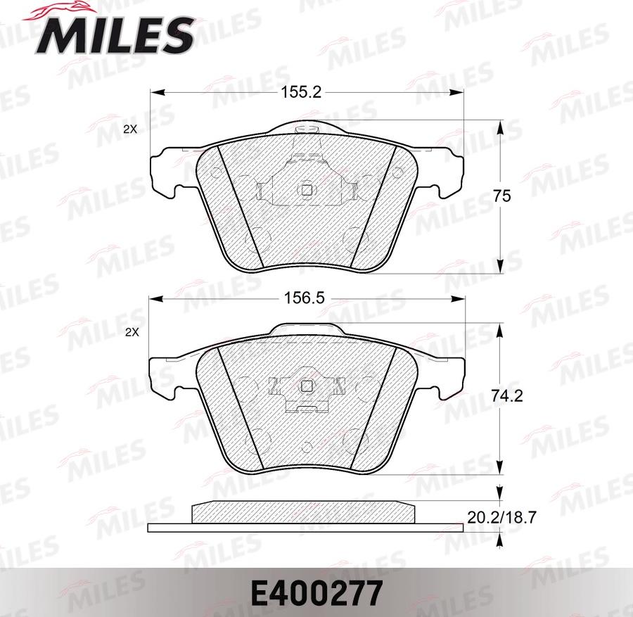 Miles E400277 - Тормозные колодки, дисковые, комплект avtokuzovplus.com.ua