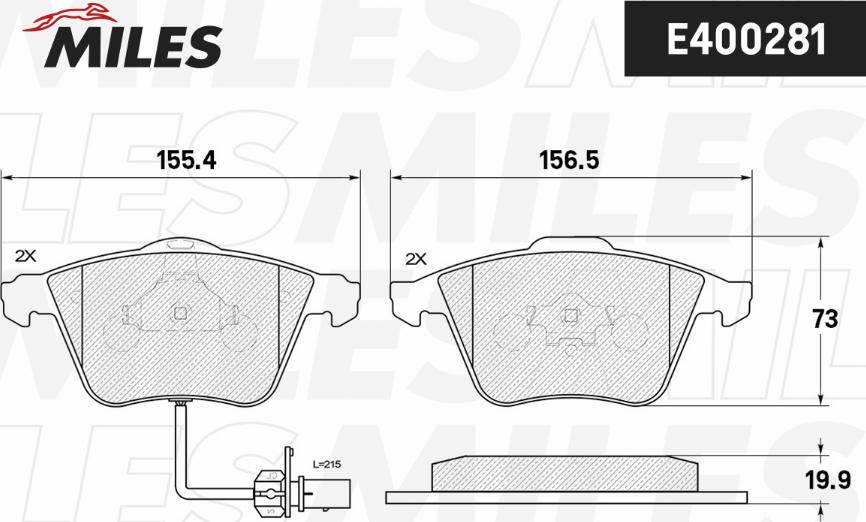 Miles E400281 - Тормозные колодки, дисковые, комплект avtokuzovplus.com.ua