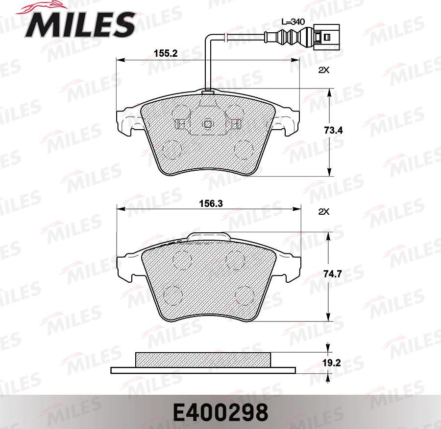 Miles E400298 - Тормозные колодки, дисковые, комплект avtokuzovplus.com.ua