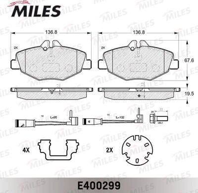 Miles E400299 - Тормозные колодки, дисковые, комплект avtokuzovplus.com.ua