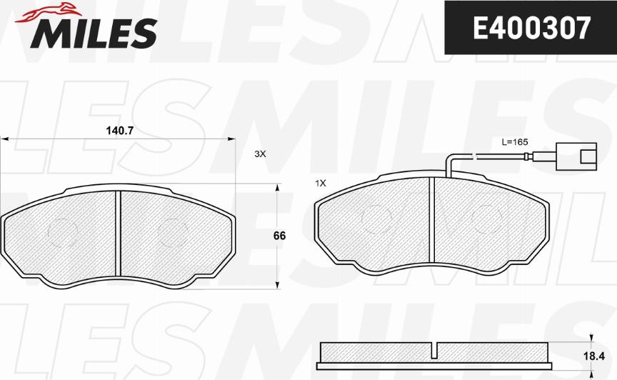 Miles E400307 - Гальмівні колодки, дискові гальма autocars.com.ua