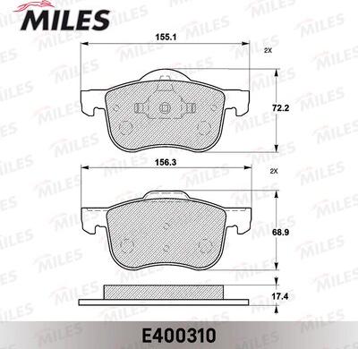 Miles E400310 - Тормозные колодки, дисковые, комплект avtokuzovplus.com.ua