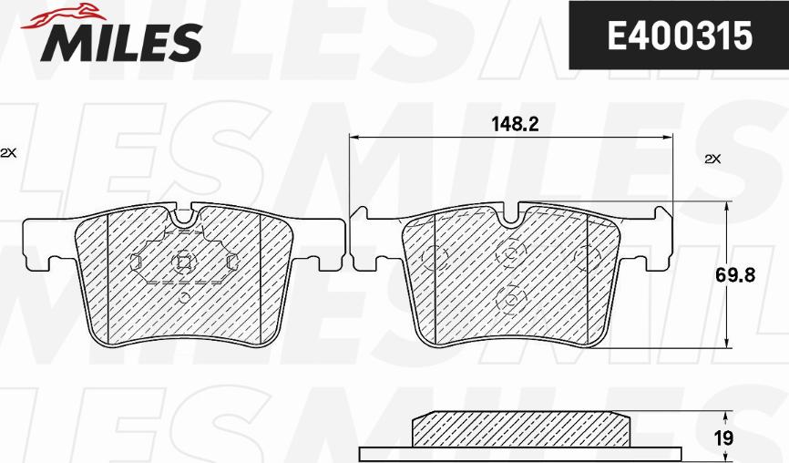 Miles E400315 - Тормозные колодки, дисковые, комплект avtokuzovplus.com.ua