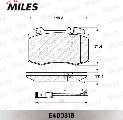 Miles E400318 - Гальмівні колодки, дискові гальма autocars.com.ua