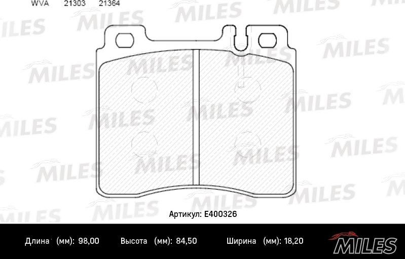 Miles E400326 - Гальмівні колодки, дискові гальма autocars.com.ua