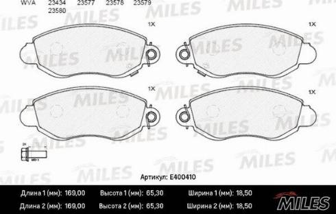 Miles E400410 - Тормозные колодки, дисковые, комплект avtokuzovplus.com.ua