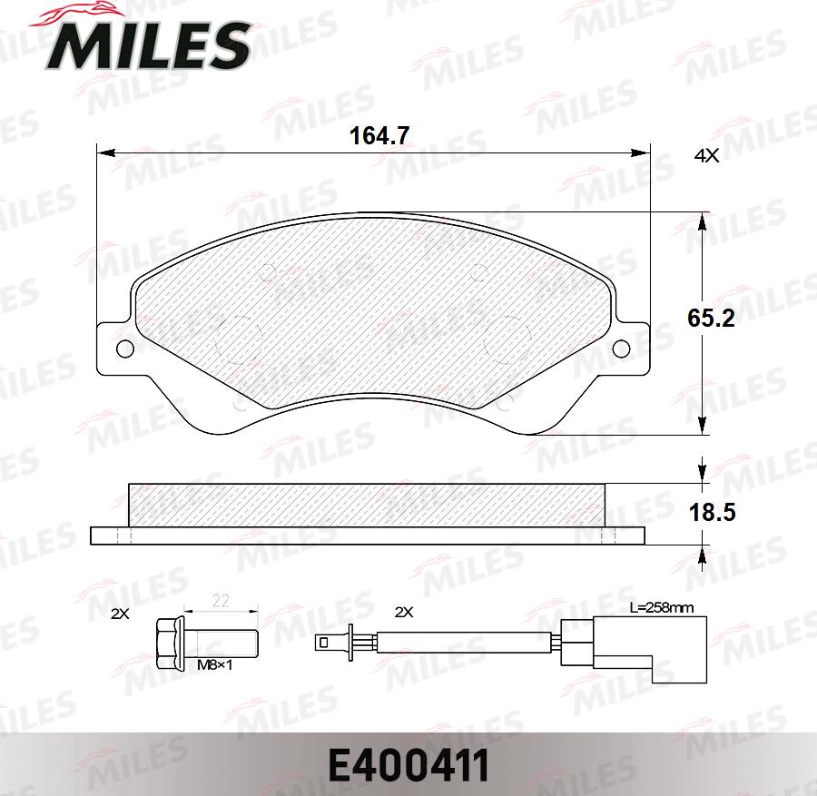 Miles E400411 - Тормозные колодки, дисковые, комплект avtokuzovplus.com.ua