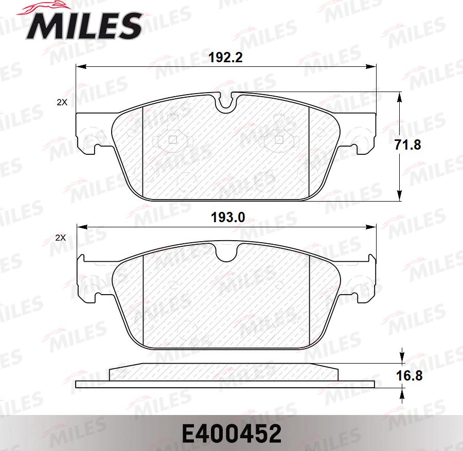 Miles E400452 - Тормозные колодки, дисковые, комплект avtokuzovplus.com.ua