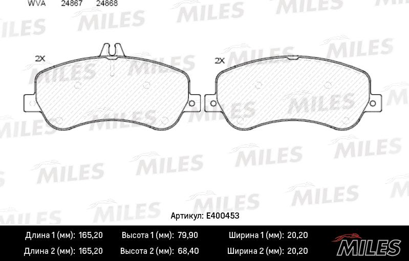 Miles E400453 - Гальмівні колодки, дискові гальма autocars.com.ua