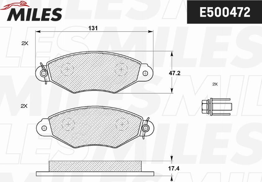 Miles E400472 - Гальмівні колодки, дискові гальма autocars.com.ua