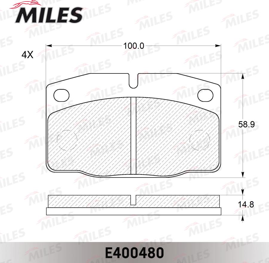 Miles E400480 - Тормозные колодки, дисковые, комплект avtokuzovplus.com.ua