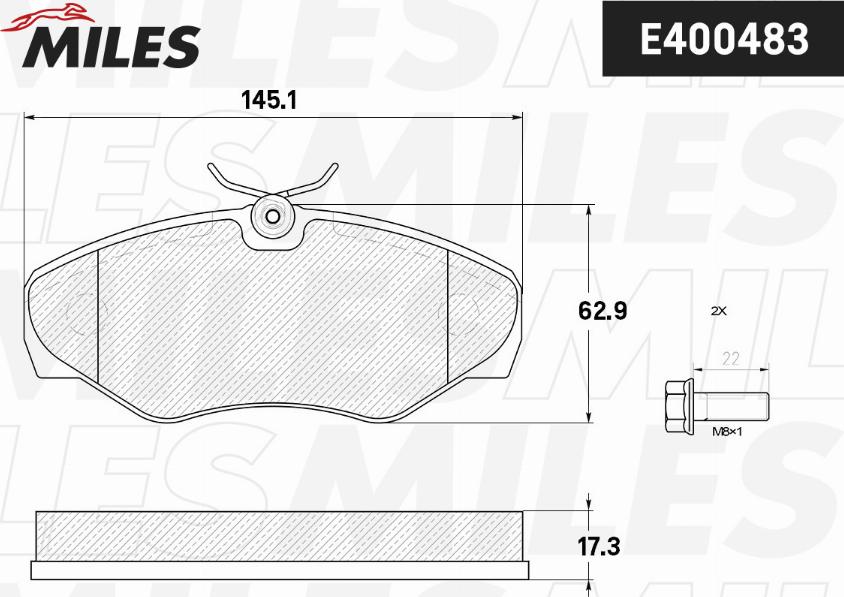 Miles E400483 - Тормозные колодки, дисковые, комплект avtokuzovplus.com.ua