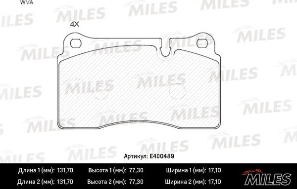 Miles E400489 - Тормозные колодки, дисковые, комплект avtokuzovplus.com.ua