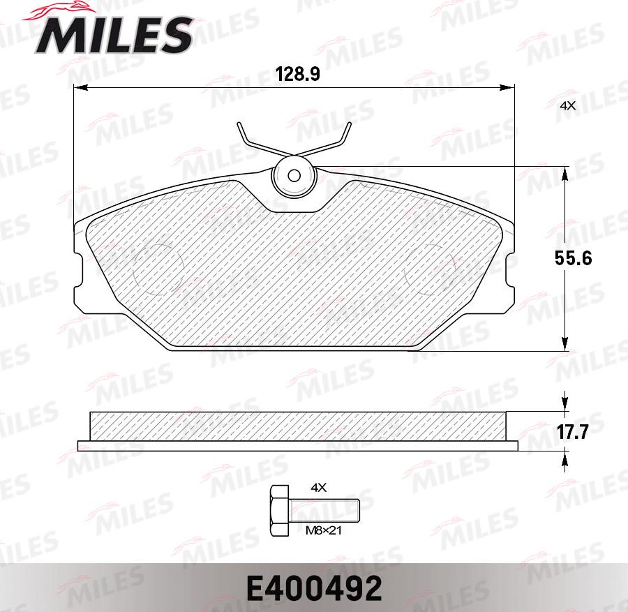 Miles E400492 - Гальмівні колодки, дискові гальма autocars.com.ua