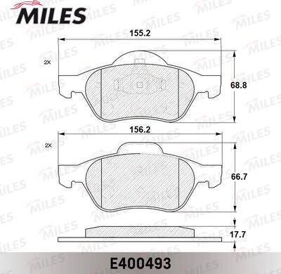Miles E400493 - Гальмівні колодки, дискові гальма autocars.com.ua
