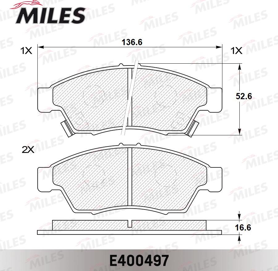Miles E400497 - Тормозные колодки, дисковые, комплект avtokuzovplus.com.ua