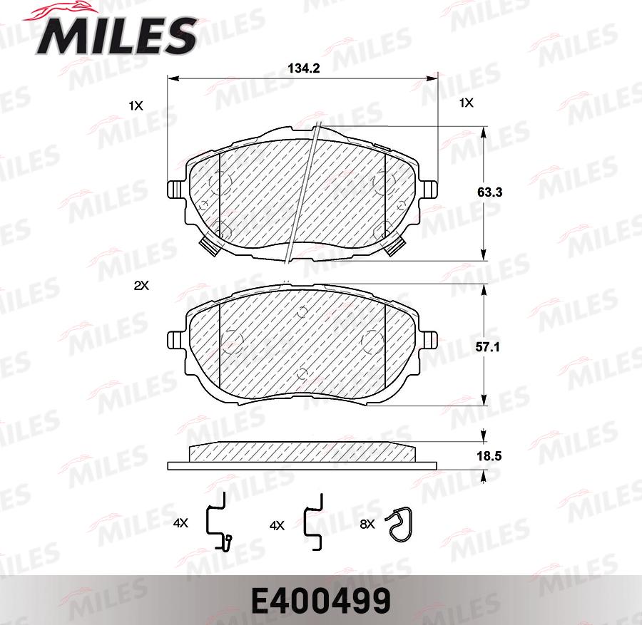 Miles E400499 - Гальмівні колодки, дискові гальма autocars.com.ua